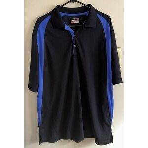 Grand Slam Performance Men Polo XLT Blue Black Golf Performance Short Sleeve